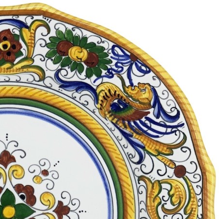 Assiette de table à bord festonné Raffaellesco Céramique artisanale italienne originale de Deruta