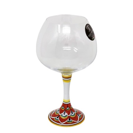 Goblet Super 600 Red Wine 60cl Red Peacock Handcrafted Deruta Pottery