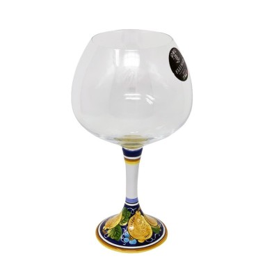 Goblet Super 600 Red Wine 60cl Positano Blue Handcrafted Deruta Pottery