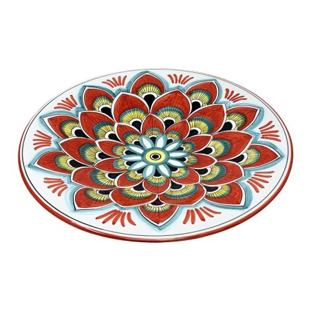 Piatto onda 40cm Pavone Rosso  ceramica di deruta