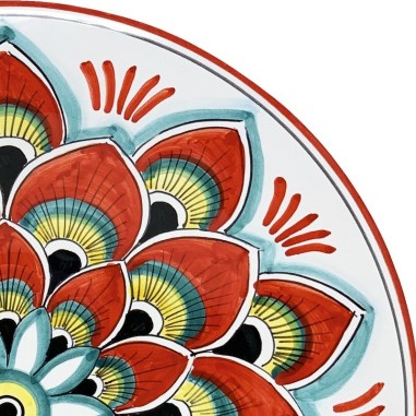 Wall platter 16" Pavone Rosso Handcrafted Deruta Pottery