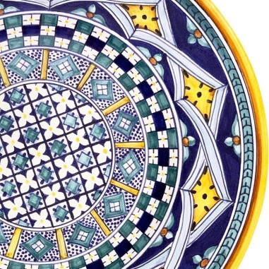 Wall platter 16" Vario Rombi Blu Italian Pottery