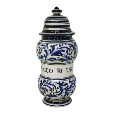 Pharmacy Jar Fiori Blu Handcrafted Deruta Pottery
