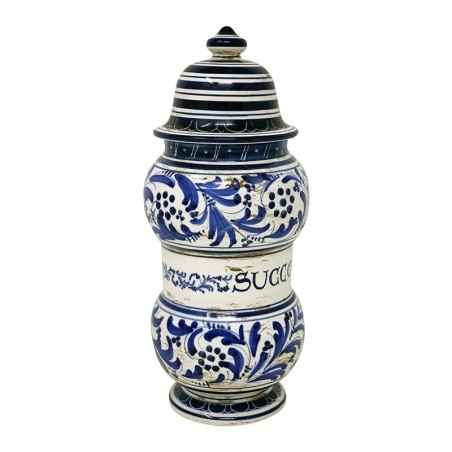 Pharmacy Jar Fiori Blu Handcrafted Deruta Pottery