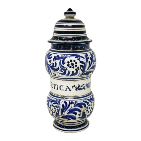 Pharmacy Jar Fiori Blu Handcrafted Deruta Pottery