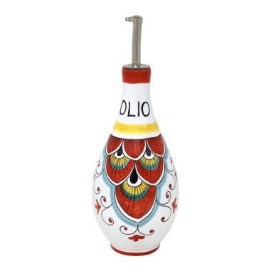 Huilier 0,5L 25cm  Paon Rouge Céramique artisanale italienne originale de Deruta