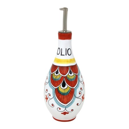 Huilier 0,5L 25cm  Paon Rouge Céramique artisanale italienne originale de Deruta