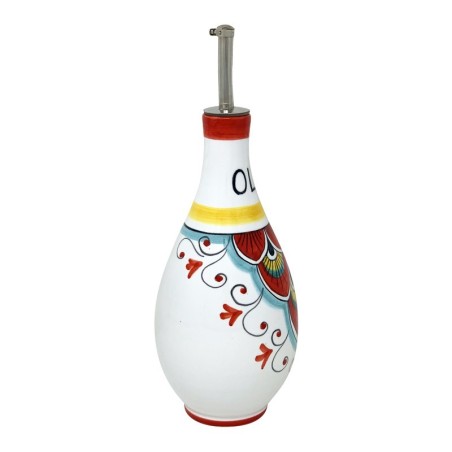Huilier 0,5L 25cm  Paon Rouge Céramique artisanale italienne originale de Deruta