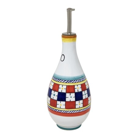 Oil Bottle 1/2L 17oz Scacco Matto Handcrafted Deruta Pottery