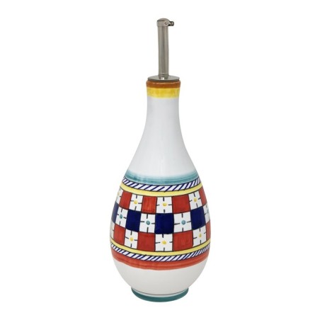 Oil Bottle 1/2L 17oz Scacco Matto Handcrafted Deruta Pottery