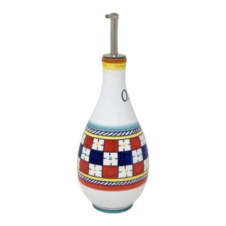 Oil Bottle 1/2L 17oz Scacco Matto Handcrafted Deruta Pottery