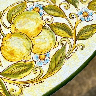Table en pierre de lave Limoni Céramique artisanale italienne originale de Deruta