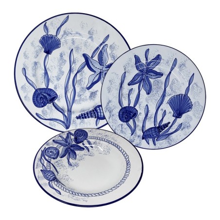 Service d’assiettes Vie Marine Céramique artisanale italienne originale de Deruta