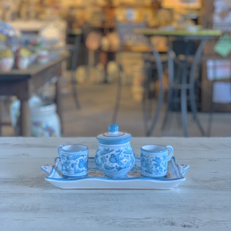 Espresso Set for 2 people with sugar bowl Handcrafted Deruta Pottery