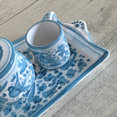Espresso Set for 2 people with sugar bowl Handcrafted Deruta Pottery