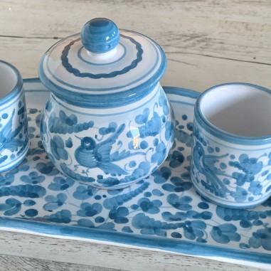 Espresso Set for 2 people with sugar bowl Handcrafted Deruta Pottery