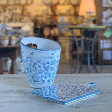 Shield Cutting Board and Bottle Holder set Italian Pottery