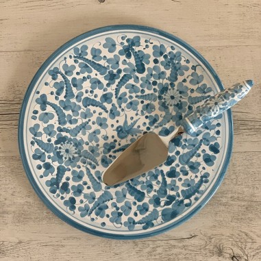 Cake plate and sweet shovel set Italian Pottery
