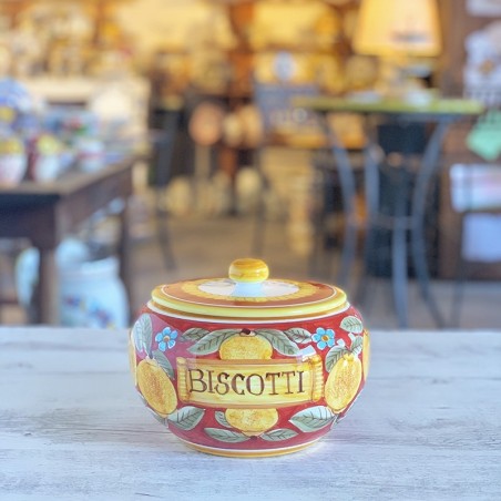 Pot à biscuits 20cm Positano Rouge Céramique artisanale italienne originale de Deruta