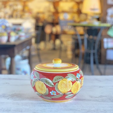 Pot à biscuits 20cm Positano Rouge Céramique artisanale italienne originale de Deruta