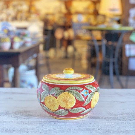 Pot à biscuits 20cm Positano Rouge Céramique artisanale italienne originale de Deruta