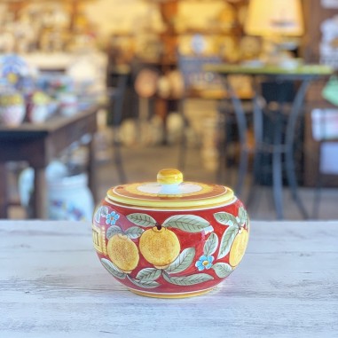 Pot à biscuits 20cm Positano Rouge Céramique artisanale italienne originale de Deruta