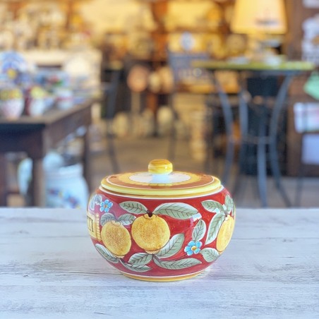 Pot à biscuits 20cm Positano Rouge Céramique artisanale italienne originale de Deruta