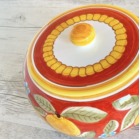 Pot à biscuits 20cm Positano Rouge Céramique artisanale italienne originale de Deruta
