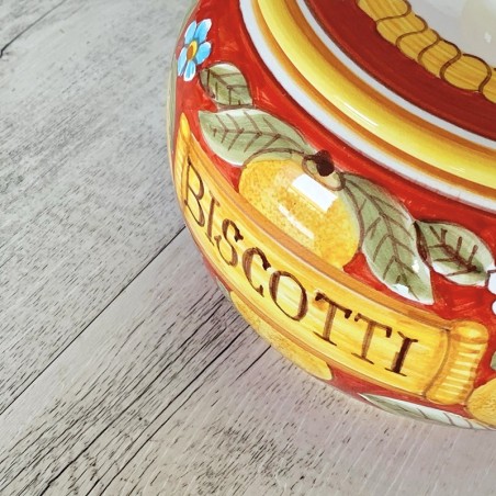 Pot à biscuits 20cm Positano Rouge Céramique artisanale italienne originale de Deruta