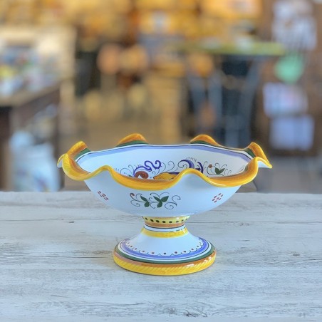 Raffaellesco Scalloped Fruit Stand 12" Italian Pottery