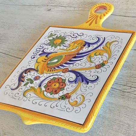 Planche à découper en forme de bouclier 34x21cm Raffaellesco Céramique artisanale italienne originale de Deruta