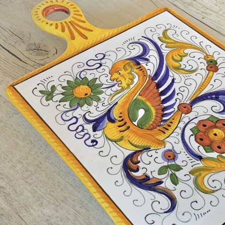 Planche à découper en forme de bouclier 34x21cm Raffaellesco Céramique artisanale italienne originale de Deruta