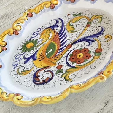 Raffaellesco Scalloped Oval Tray 13" Italian Pottery Raffaellesco Scalloped Oval Tray 13" Italian Pottery