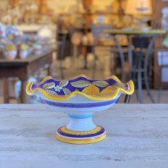 Blue Positano Scalloped Fruit Stand 12"