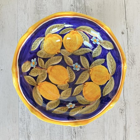 Blue Positano Scalloped Fruit Stand 12" Italian Pottery