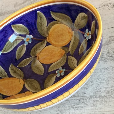 Saladier Positano Bleu Céramique artisanale italienne originale de Deruta