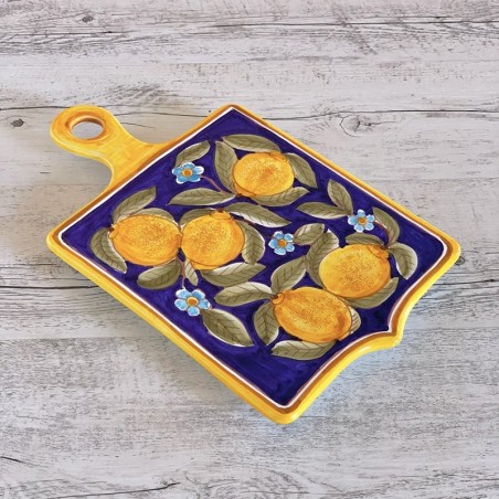 Planche à découper en forme de bouclier34x21cm Positano Bleu Céramique artisanale italienne originale de Deruta