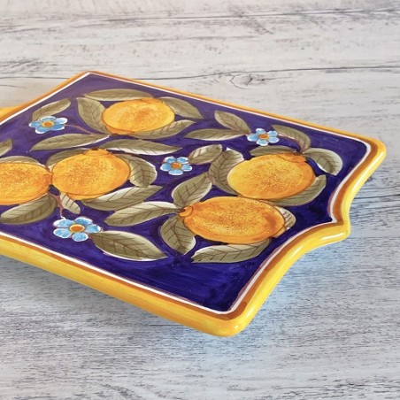 Planche à découper en forme de bouclier34x21cm Positano Bleu Céramique artisanale italienne originale de Deruta