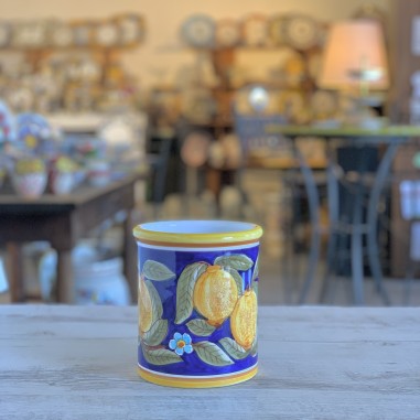 Porte-ustensiles 17cm Positano Bleu Céramique artisanale italienne originale de Deruta