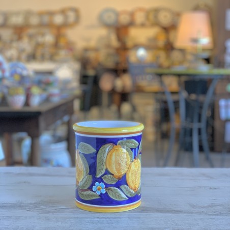Porte-ustensiles 17cm Positano Bleu Céramique artisanale italienne originale de Deruta