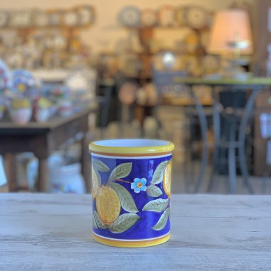 Porte-ustensiles 17cm Positano Bleu Céramique artisanale italienne originale de Deruta