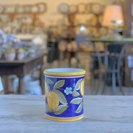 Porte-ustensiles 17cm Positano Bleu Céramique artisanale italienne originale de Deruta