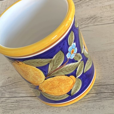 Porte-ustensiles 17cm Positano Bleu Céramique artisanale italienne originale de Deruta