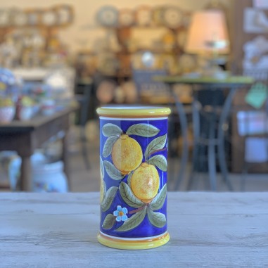 Porte-bouteille 23cm Positano Bleu Céramique artisanale italienne originale de Deruta
