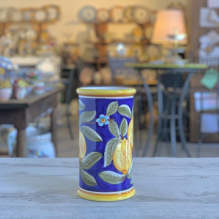 Blue Positano Wine Holder 9" Handcrafted Deruta Pottery