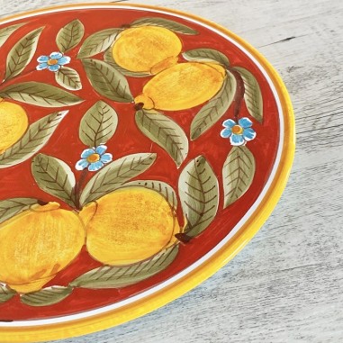 Red Positano Cake Plate 12"