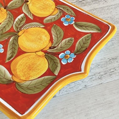 Planche à découper en forme de bouclier 34x21cm Positano Rouge