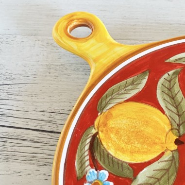 Planche à découper ronde 25x33cm Positano Rouge Céramique artisanale italienne originale de Deruta