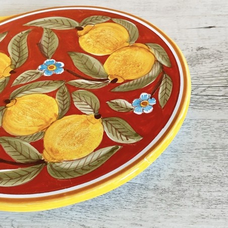 Planche à découper ronde 25x33cm Positano Rouge Céramique artisanale italienne originale de Deruta