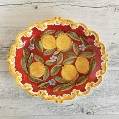 Scalloped "Gubbio" wall platter Positano Rosso Italian Pottery